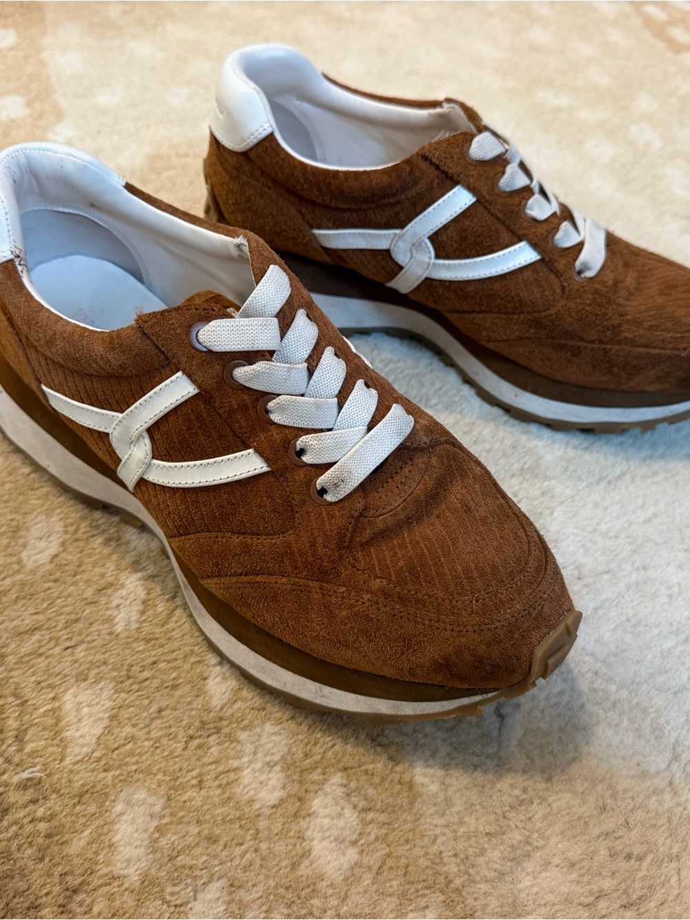 Women's size 8 Veronica Beard Valentina Brown Suede Sneakers with White Accents